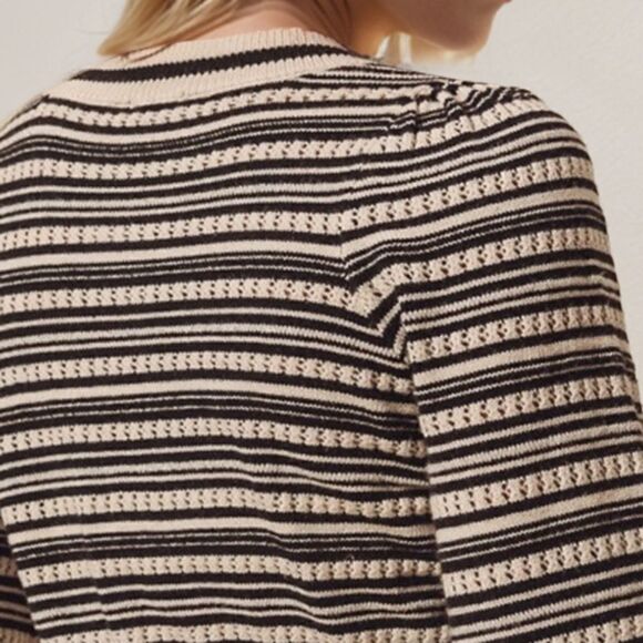 Striped Bow Decor Cropped Cardigan Sz L & PLUS - Picture 5 of 6